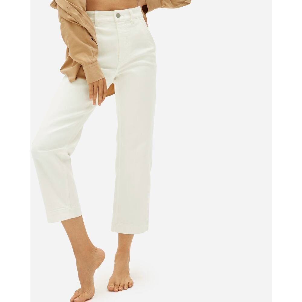 Everlane The Straight Leg Crop Pants High Waisted Bone Off-White NWT Size 8
